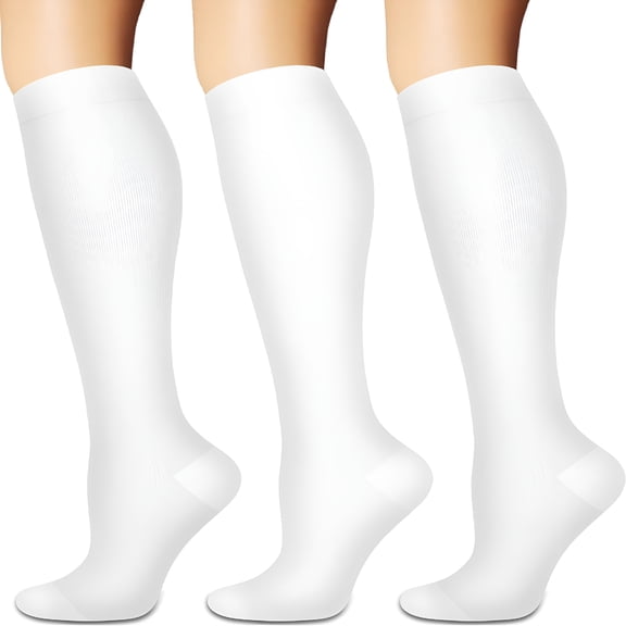TELOLY Compression Socks for Women and Men Circulation (3 Pairs) - Best for Nursing, Running, Travel Knee High Socks