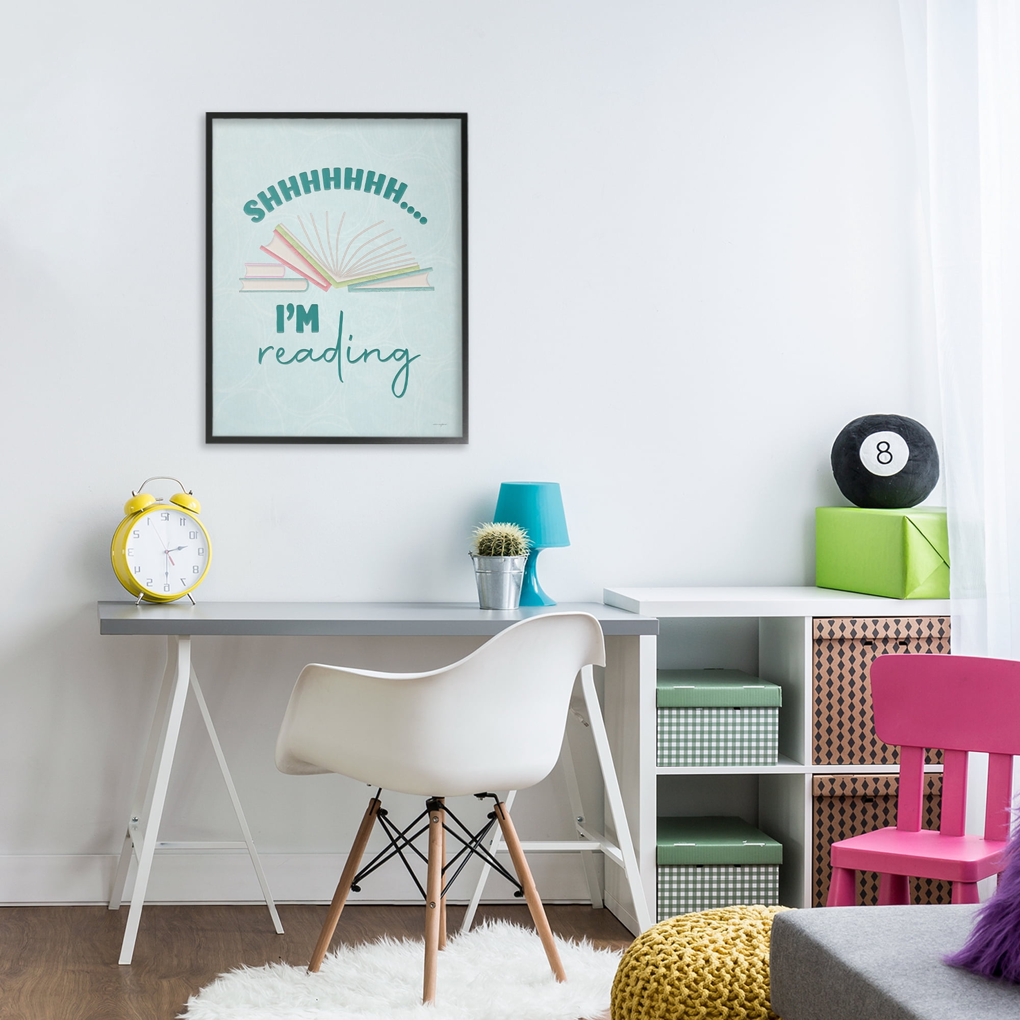 Stupell Industries Shhh I'm Reading Black Framed Giclee Art, design by Seven Trees Design