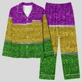 thumbnail image 2 of BiZtdJrK Satin Pajama Set for Women 2025 Mardi Gras Printed Long Sleeve Shirts and Wide Leg Lounge Pants 2 Piece Sleepwear Sets Multicolor XXL Prime Today, 2 of 6