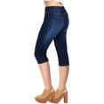 thumbnail image 2 of 2Luver, Women's, Stretchy 5 Pocket Skinny Denim Blue Capri Jeans, Denim Blue, 9, 2 of 3