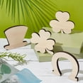 thumbnail image 4 of 8pcs Shamrock Wooden Cutouts Unfinished Wood Shamrock Clover Cutouts Shamrock/Horseshoe/Four Clover/Hat Ornaments for DIY DIY Craft Art Painting Tree Table St. Patrick's Day Decoration, 4 of 9