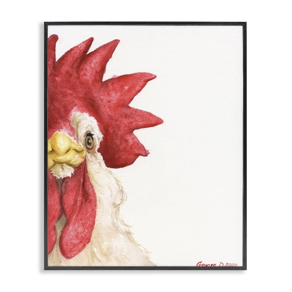 Stupell Industries Rustic Lodge Farm Rooster Close Up Portrait Big Red Bird Black Framed Giclee Art, 11 x 14, by George Dyachenko