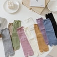 thumbnail image 2 of Calcetines de dos dedos con orejas de madera, calcetines de dos dedos, calcetines con dedos, calcetines de algodón, transpirables, hasta media pantorrilla, color sólido, dos dedos, chanclas largas de, 2 of 6