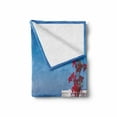 thumbnail image 2 of Modern Soft Flannel Fleece Throw Blanket, View of Mediterranean Santorini Aegean Sea Seascape Holiday Artwork, Cozy Plush for Indoor and Outdoor Use, 50" x 60", Pale Grey Sky Blue, by Ambesonne, 2 of 6
