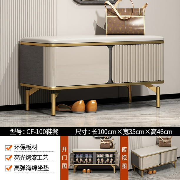 Taburete ligero de lujo para cambiar zapatos, puerta de casa, armario de zapatos integrado, puerta de entrada sentada, taburete para zapatos, banco para porche de celebridades de Internet