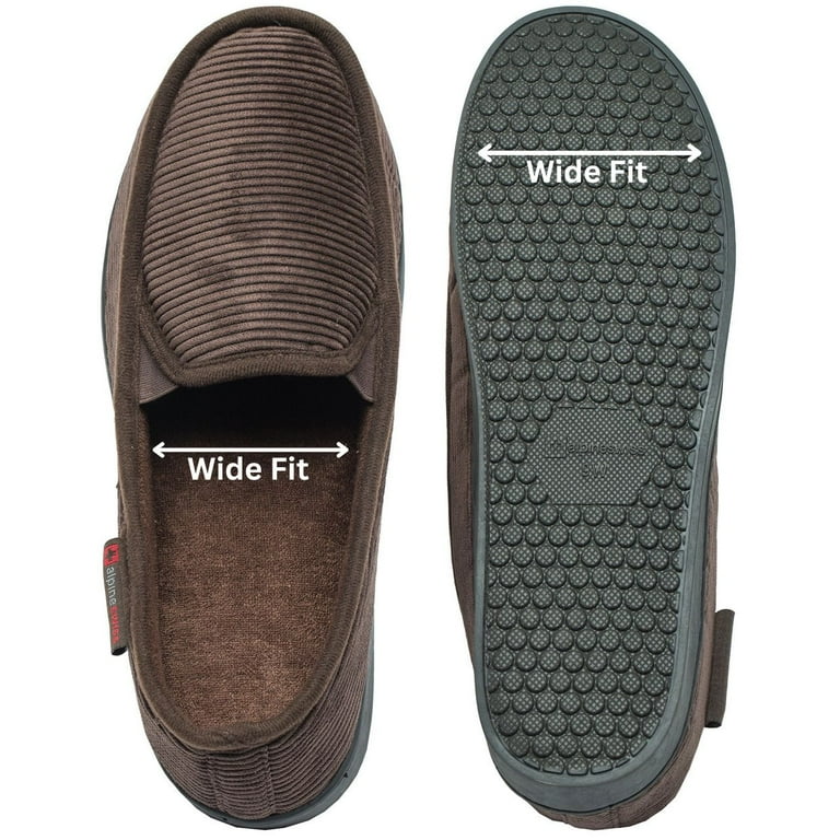 Alpine Swiss Mens Wide Moccasin Slippers Memory Foam Slip On Indoor House Shoes Walmart