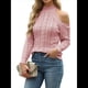 thumbnail image 2 of Suéteres de Cuello Alto con Hombros Descubiertos para Mujer, Jerseys de Punto Suave de Larga para Otoño, Jersey Sexy. Rosa XL, 2 of 9
