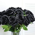 thumbnail image 4 of Artificial Silk Flowers Realistic Roses Bouquet Long Stem for Home Wedding Decoration Party (12PCS-Black), 4 of 7