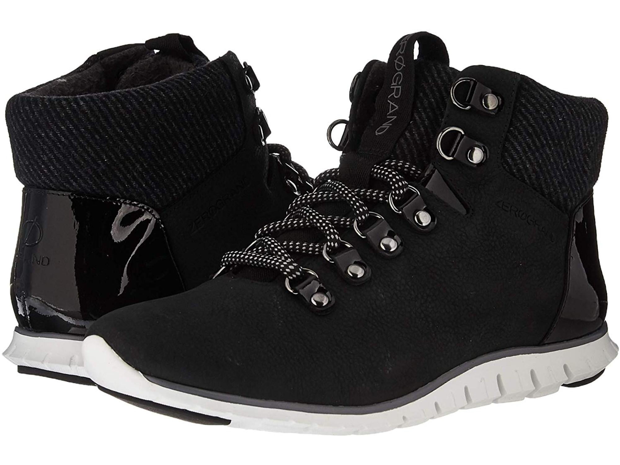 black flat hiker boots