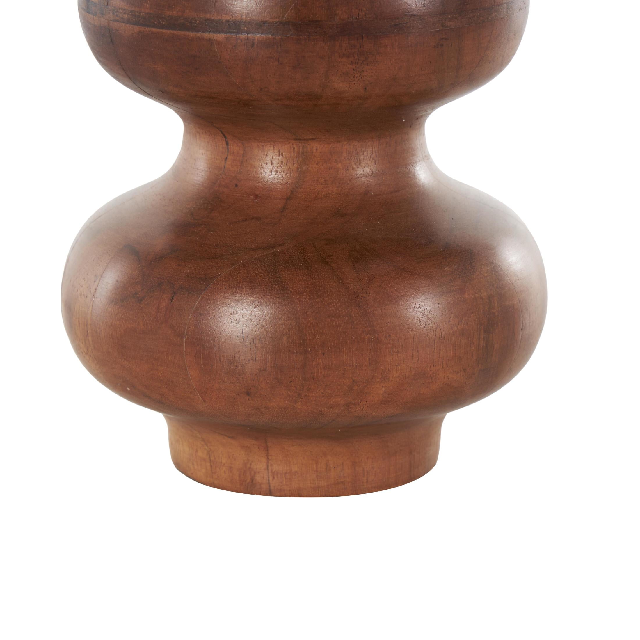 DecMode 11" Geometric Bubble Brown Wood Vase with Natural Wood Grains