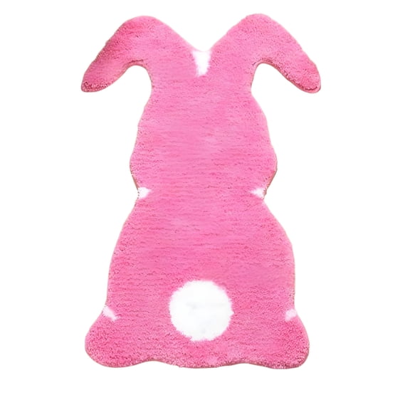A Small Bunny Shaped Plush Rug For Nursery Or Doorway Decoration Approximate Dimensions Are 16X24 Inches