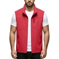 thumbnail image 3 of GrmtClth Men's Outdoor Cycling Fishing Vest Stand Collar Zipper Front Multi Secure Pockets Lightweight Breathable Waistcoat Red S, 3 of 9