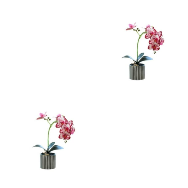 Flor de orquídea artificial Matsuzay Bonsái con maceta Rosa roja 2Conjunto