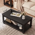 thumbnail image 5 of Black Coffee Table for Living Room, Rectangular Wooden Coffee Table with Storage Shelves, 2-Tier Storage Center Table, Tea Table for Apartment,Office, 5 of 9