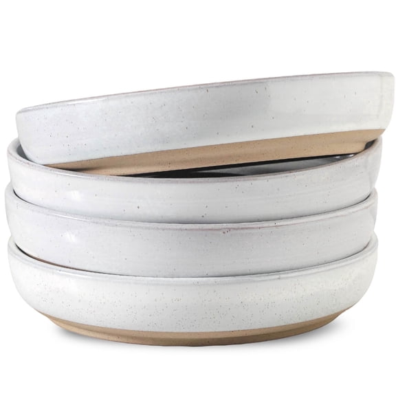 Tikooere ,26OZ Rustic Speckled Two-Tone White & Tan Ceramic Soup Bowl