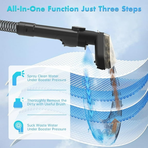 C688 Carpet Cleaner Machine - 17Kpa Suction Portable Upholstery Deep Cleaner, Self-Cleaning Tool and Shoes Cleaning Tool