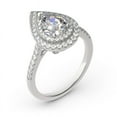 thumbnail image 4 of Blue Jewel Silver 14K White Gold Plated Rings - Pear Cut Excellent 1.59 Ct Diamond Ring For Women's - Engagement Double-Halo with Multi Accent Rings - Classic Engagement Wedding Solitaire Rings, 4 of 8