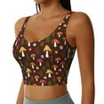 thumbnail image 2 of Rateoe Woodland Mushroom with Flowers and Berries Print Womens' Sports Bras Scoop Neck Sports Vest- Padded U Back Seamless High Impact Support, 2 of 7