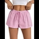 thumbnail image 1 of Pantalones Cortos Tipo Bóxer de Verano con Cintura Elástica, Cordón Ajustable y Estampado de Rayas para Mujer Rosa Roja L, 1 of 10