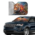 thumbnail image 4 of Bingfone Colorful Plant Tiger Car Windshield Sun Shade Protector Keep Your Vehicle Cool Sun Shield Visor Cover Foldable for Car Truck SUV-Small, 4 of 8