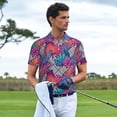 thumbnail image 3 of Balery Tropical Leaves Camisa Polo de Hombre con Estampado, de Manga Corta y Tejido Medio, Camisa Tipo Golf Polo-Large, 3 of 6