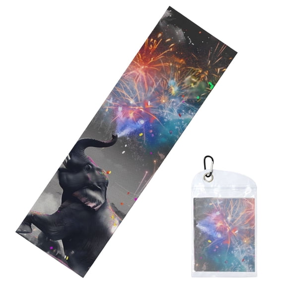 Honeii Elephant Fireworks Celebration Print Instant Cooling Sports Towel,40"x12" Cooling Towel,Quick-Drying Towel for Gym, Running, Yoga, and Outdoor Sports
