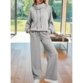 thumbnail image 4 of Conjuntos Deportivos de Dos Piezas para Mujer, Ideales para Otoño. Incluyen Sudadera con Cordón Ajustable y Pantalón Deportivo de Pierna . Gris XL, 4 of 9