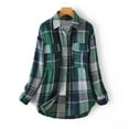 thumbnail image 4 of cllios Women's Flannel Shirts Plaid Shacket Oversized Button Down Long Sleeve Shirt Jacket Boyfriend Coats Outerwear 2024, 4 of 6
