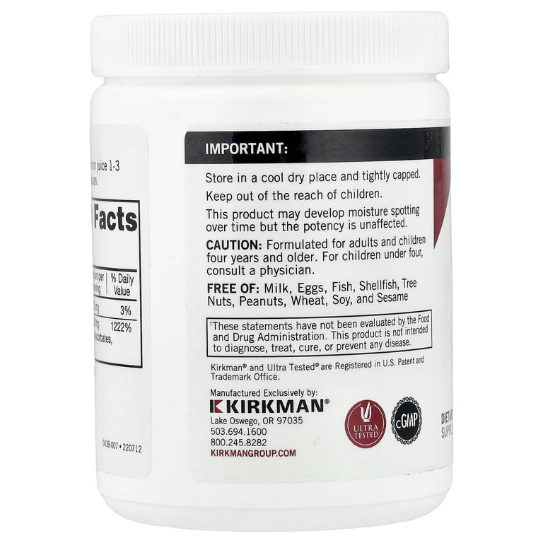 Kirkman Labs Buffered Vitamin C Powder, Unflavored, 7 oz (198.5 g