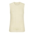thumbnail image 3 of Sakmal Tank Tops Plus Size for Men Beige Beige Crew Neck Solid Camisole Loose Fit Ribbed Cutout Mens Sleeveless Shirts, 3 of 6