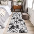 thumbnail image 5 of Gray Floral Washable Runner Rugs 2'x6', Vintage Black Flower Botanical Leaves Low Pile Throw Entryway Rug Non-Slip Sturdy Edge Binding Carpet for Indoor Bedside Entrance Bedside, 5 of 9