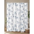 thumbnail image 4 of Fsddascl Running Horse Shower Curtain Set - 48" x 72" Washable Bathtub Curtain with 12 Hooks, Retro Blue Minimalist Animal Sketch Waterproof Fabric Stall Shower Curtains for Bathroom/Bathtub Décor, 4 of 6