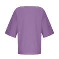 thumbnail image 4 of YOUYEDIAN Girls 3/4 Sleeve Shirts Kids Spring Fall Casual Oversized Preppy Tops Toddler Birthday Cotton Plain Crew Neck Tshirts (Purple, 13-14 Years), 4 of 6
