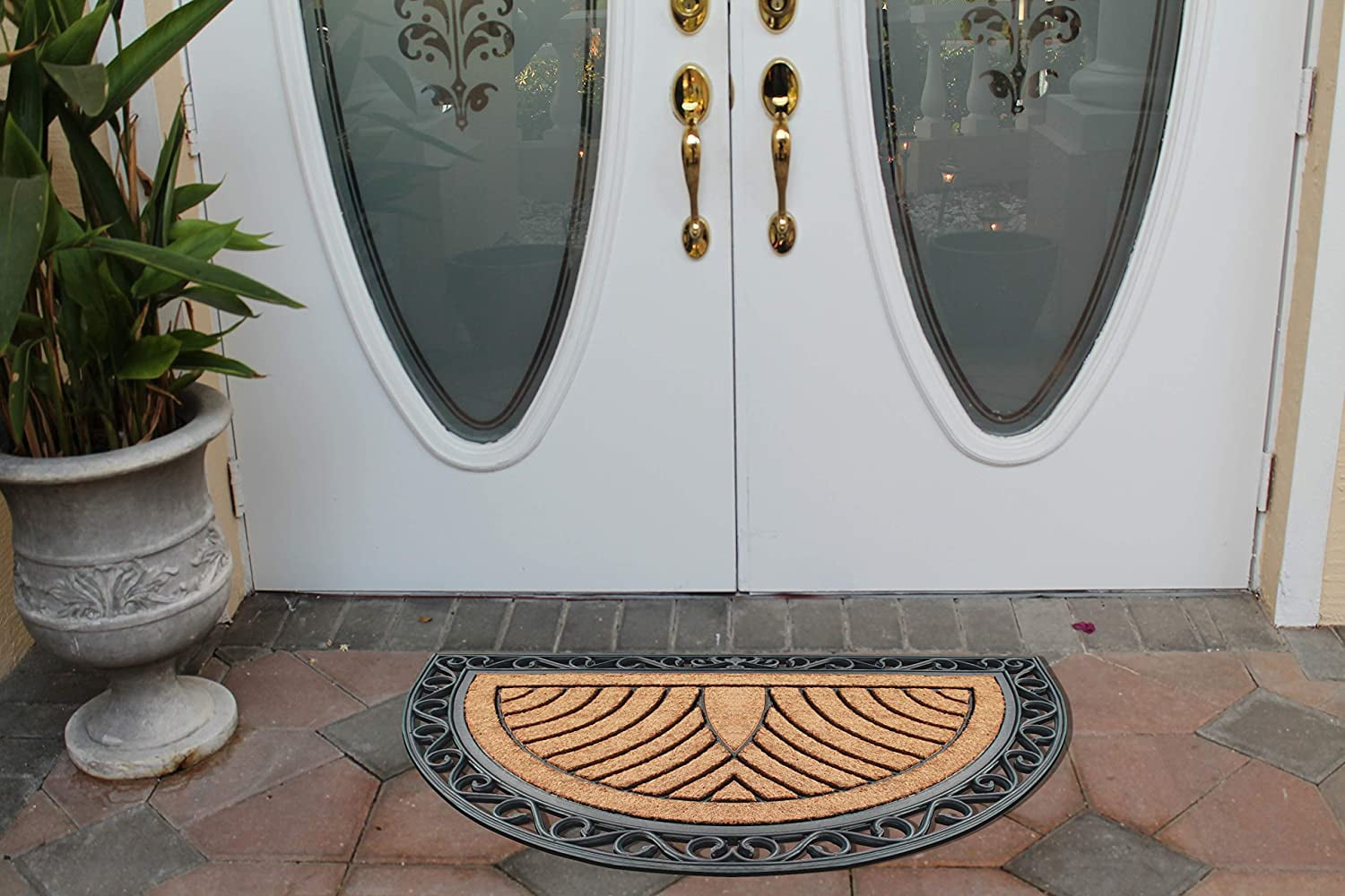 A1HC Natural Coir & Rubber Door Mat 30x48, Thick Durable Doormats for Outdoor Entrance, Heavy Duty Large Size Doormat, Anti-Shed Doormat, Fade-Resistant Door mat Half Round