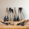 thumbnail image 6 of Lux Decor 35 Piece Kitchen Utensils Set - High Heat Resistant Wooden Handle Silicone Cooking Utensils Set, BPA Free Nonstick Cookware,Dishwasher Safe kitchen utensils - Gray, 6 of 7