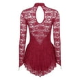 thumbnail image 4 of iiniim Women's Girls Turtleneck Long Sleeve Lace Figure Ice Skating Dress Ballet Dance Costume, 4 of 7