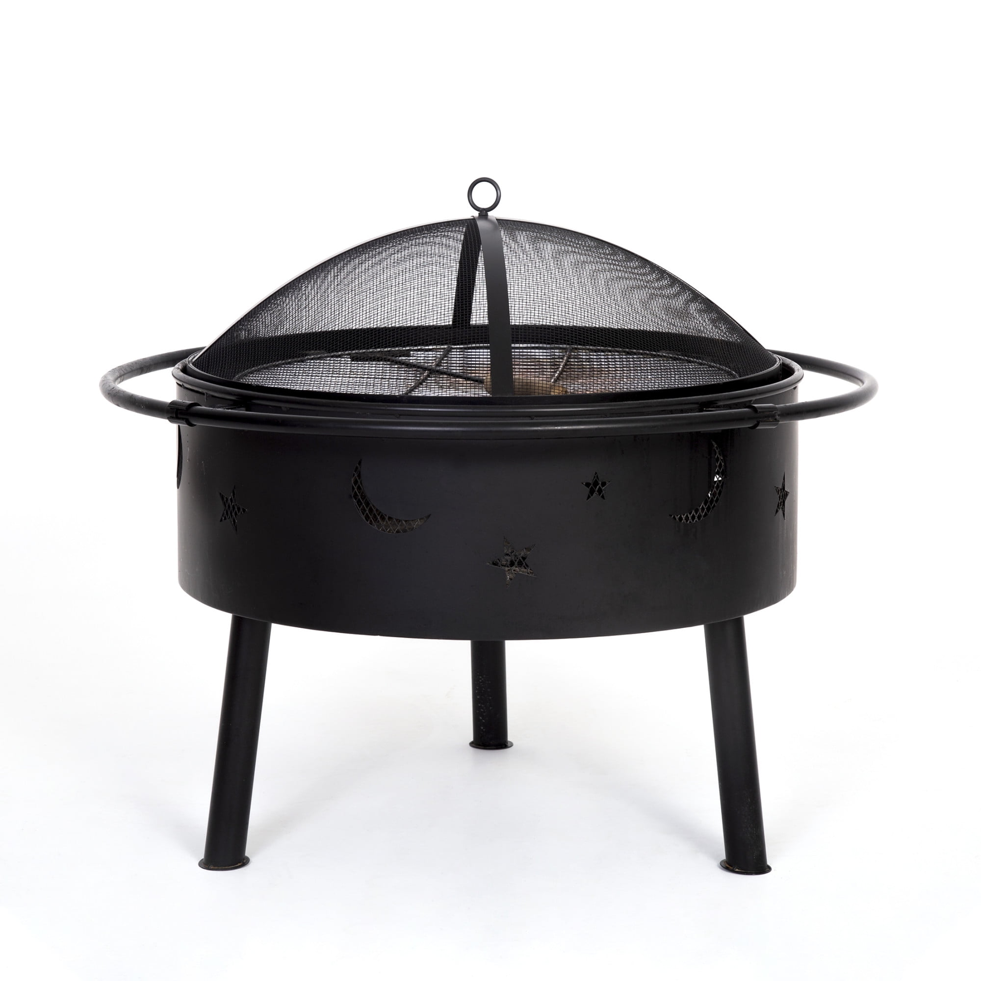 Star and Moon Steel Wood Burning Round Fire Pit - Walmart.com