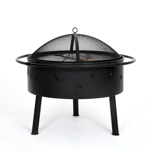 Moon Steel Wood Burning Round Fire Pit, Landmann Moon And Stars Fire Pit Cover