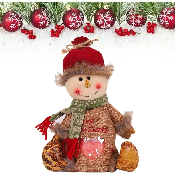Bolsas de regalo de Navidad para muñecas, bolsas de dulces de Navidad con cremallera, bolsa de regalo de decoración de muñecas 3D, bolsa de almacenamiento de muñeco de nieve de Papá Noel y alce, bolsa
