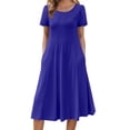thumbnail image 2 of Fantaslook Summer Dresses for Women Casual Short Sleeve Pleated Dress Flowy Floral Dress with Pockets Flare Midi Sundress, 2 of 9