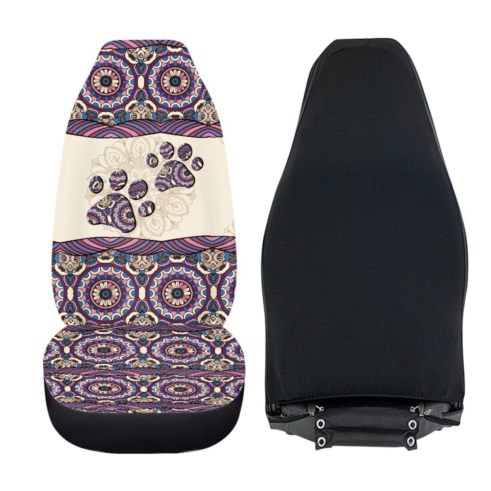 Uourmeti Women Cute Dog Paw Car Seat Covers Front Seats Only Boho Car Accessories for Women Vehicle Interior Decor Universal Bucket Seat Protector for Cars Truck Suvs