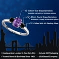 thumbnail image 2 of Gem Stone King 925 Sterling Silver Purple Amethyst and Black Diamond Engagement Ring for Women | 1.09 Cttw | Oval 7X5MM | Gemstone February Birthstone | Size 9, 2 of 6