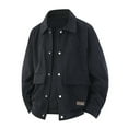 thumbnail image 2 of RYDCOT Mens Corduroy Button Jacket Casual Long Sleeve Shirts Lightweight Shacket Jacket with Flap Pocket Black L(L), 2 of 7