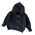 thumbnail image 3 of Esaierr Toddler Unisex Spring Fall Cardigan Sweater Jacket Baby Solid Color Hooded Knitted Tops Pullover Hoodies Cow Horn Button Jumper for Boys Girls 6M-4Y, 3 of 9