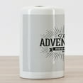 thumbnail image 3 of Adventure Ceramic Toothbrush Holder, Retro Beginning of the Adventure Words on White Backdrop Vintage, Decorative Versatile Countertop for Bathroom, 4.5" X 2.7", Black White, 3 of 4