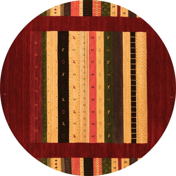 Ahgly Company Indoor Round Abstract Orange Contemporary Area Rugs, 3' Round