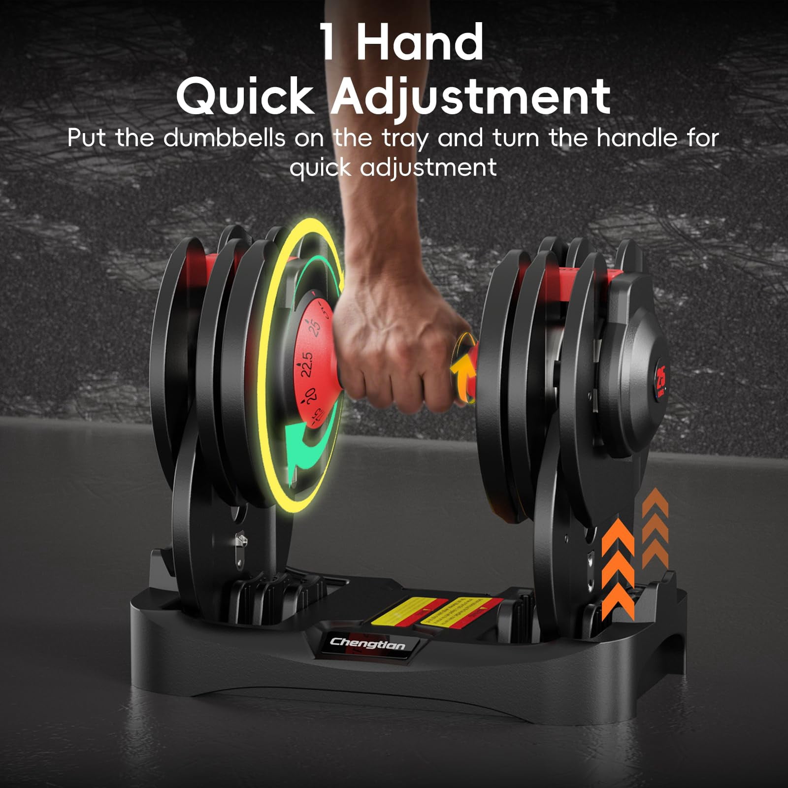 Adjustable Dumbbell Set of 2, 25 lbs Single / 52.5 lbs Pair, Upgraded Quick Adjust Weights Dumbbells with Anti-Slip Handle for Home Gym