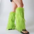 thumbnail image 4 of Fuzzy Faux Furs Leg Warmers Furs Heels Long Boots Cuffs Cover Has Elastic One Pair Carnivals Boot Cover Y2K JK Uniform, 4 of 11