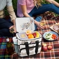 thumbnail image 5 of FORMRS Insulated Cooler Bag 24 Cans Capacity Soft Leakproof Lunch Box with Side Pockets, Light Gray Cat Pattern, 5 of 7
