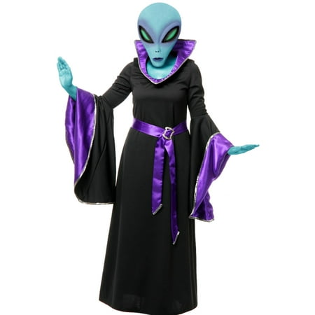 Adult Womens Purple And Black Alien Queen Witch Space Gown